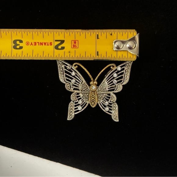 Best Vintage silver and gold tone rhinestone pendant or brooch - Picture 8 of 10